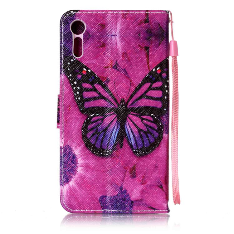 Wallet Leather Cover with Stand for Sony Xperia XZs / XZ - Butterfly Pattern-2