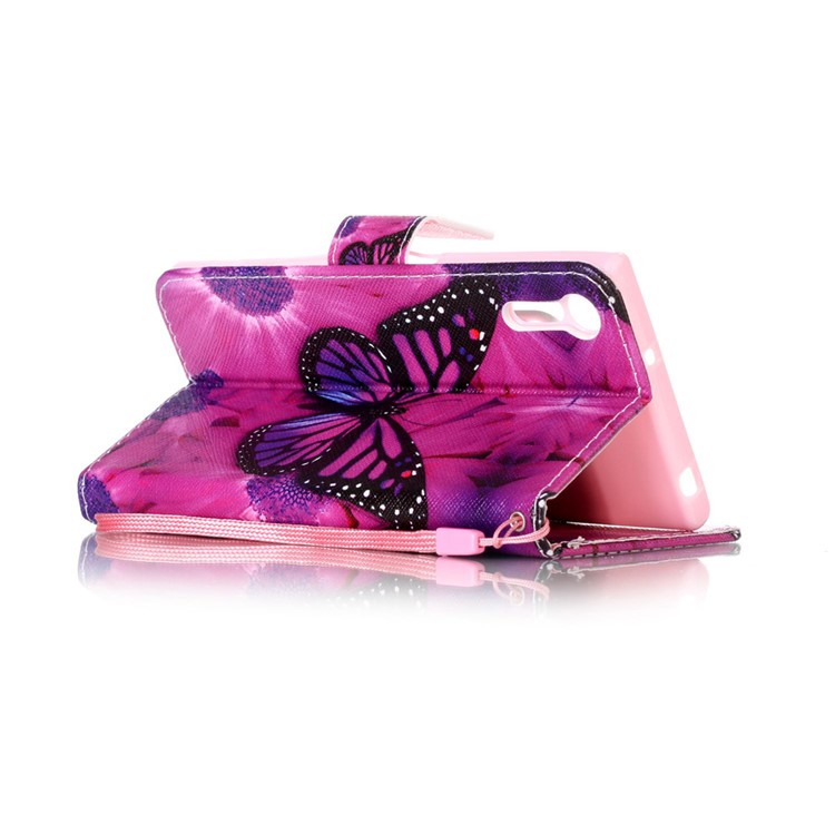 Wallet Leather Cover with Stand for Sony Xperia XZs / XZ - Butterfly Pattern-4
