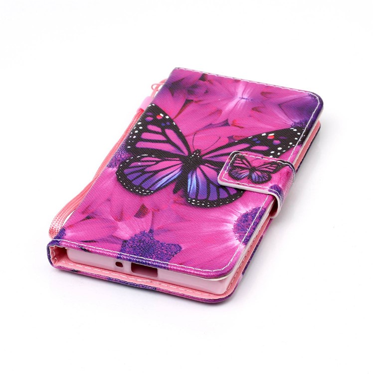 Wallet Leather Cover with Stand for Sony Xperia XZs / XZ - Butterfly Pattern-5