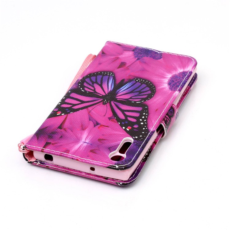 Wallet Leather Cover with Stand for Sony Xperia XZs / XZ - Butterfly Pattern-6