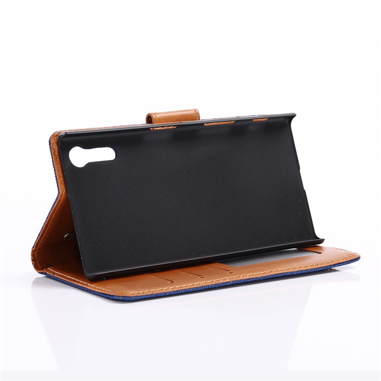 Oxford Cloth Wallet Stand PU Leather Case Cover for Sony Xperia XZ - Black-5
