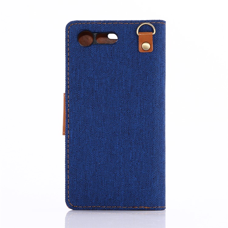 Oxford Cloth Leather Wallet Phone Case for Sony Xperia X Compact - Baby Blue-2