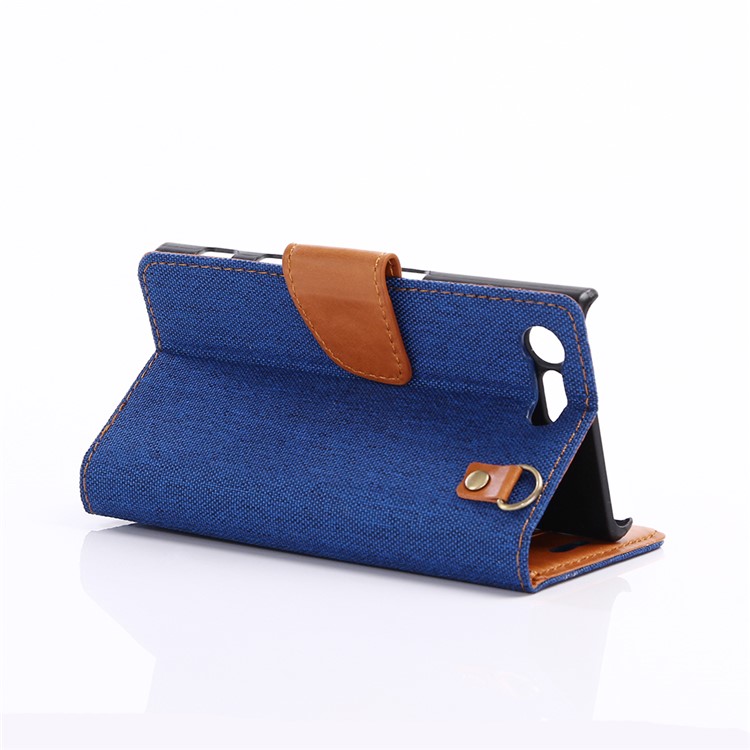 Oxford Cloth Leather Wallet Phone Case for Sony Xperia X Compact - Baby Blue-4