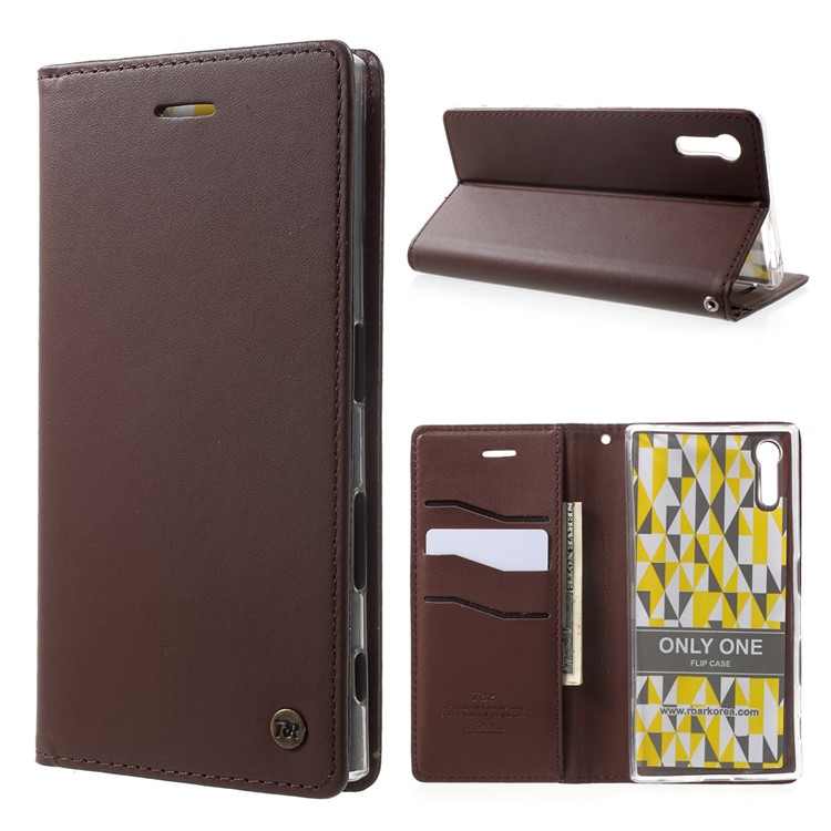 ROAR Only One Wallet Leather Cellphone Case for Sony Xperia XZs / XZ - Coffee