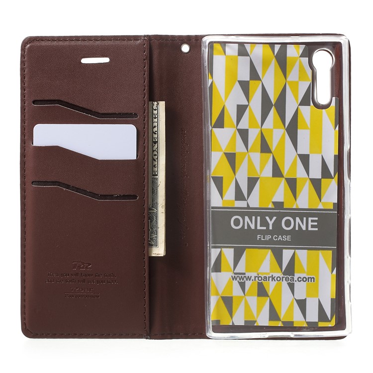 ROAR KOREA Nur Eine Brieftasche Leder Handyhülle Für Sony Xperia XZS / XZ - Kaffee-4