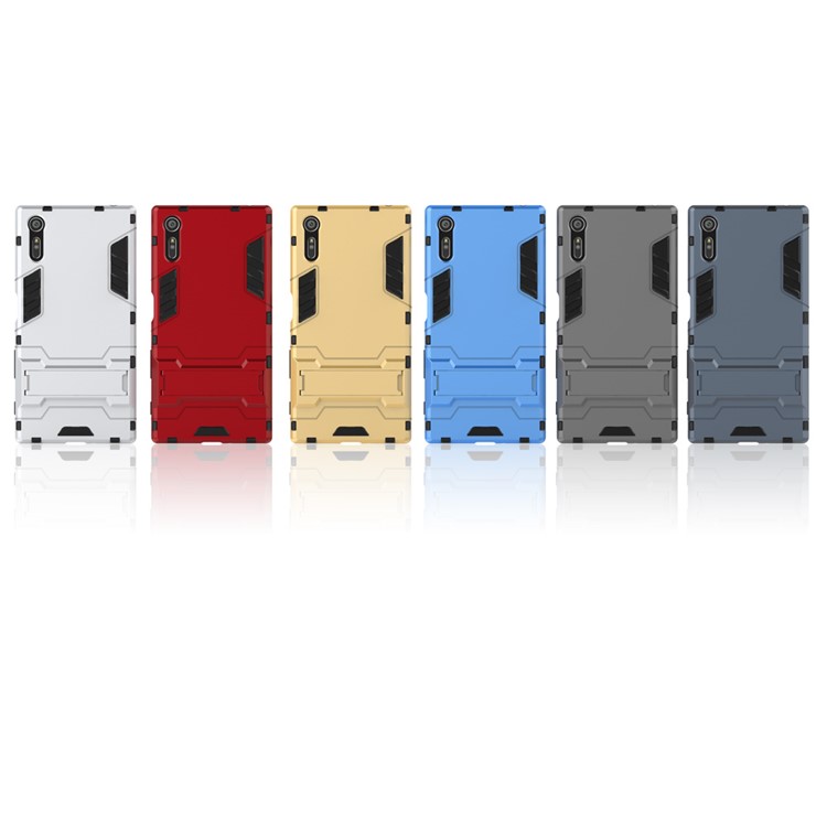 Cool PC and TPU 2 in 1 Combo Cover for Sony Xperia XZs / XZ with Kickstand - Grey-3