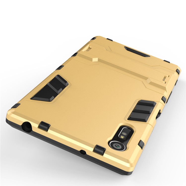 Cool PC and TPU 2 in 1 Combo Phone Case for Sony Xperia XZs / XZ with Kickstand - Gold-4