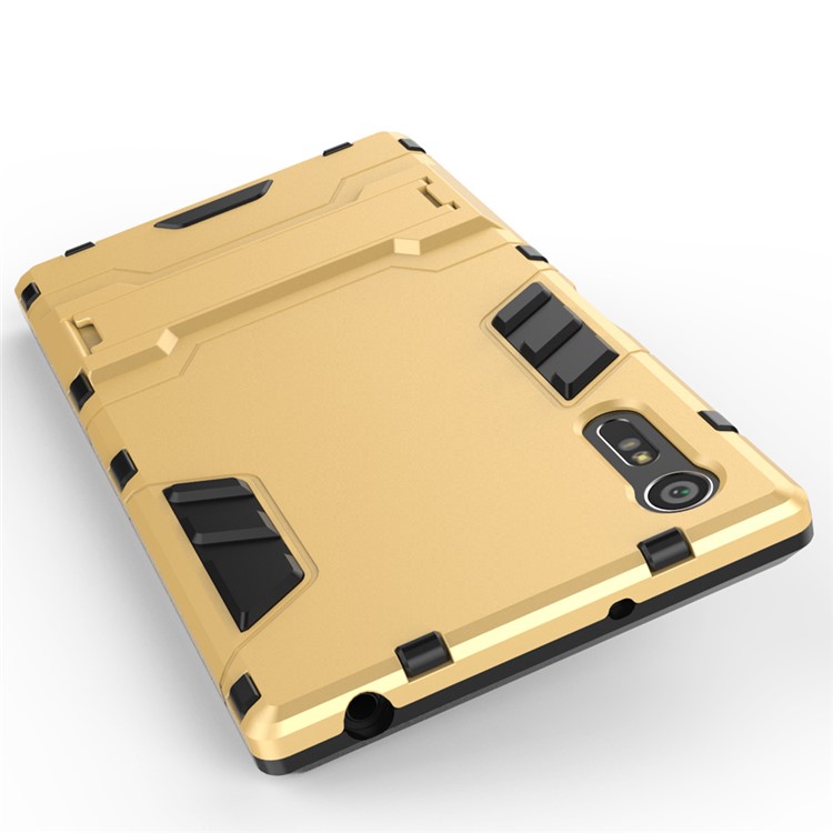 Cool PC and TPU 2 in 1 Combo Phone Case for Sony Xperia XZs / XZ with Kickstand - Gold-5