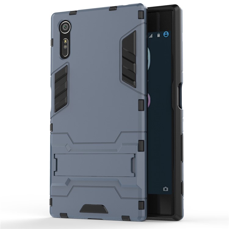 Cool PC and TPU 2 in 1 Combo Portective Shell for Sony Xperia XZs / XZ with Kickstand - Dark Blue-1