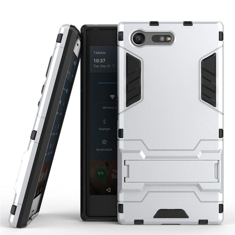 Cool Guard Hybrid Plastic + TPU Phone Case for Sony Xperia X Compact - Silver-1