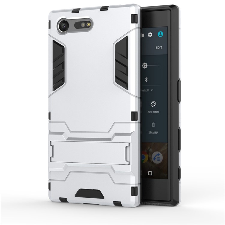 Cool Guard Hybrid Plastic + TPU Phone Case for Sony Xperia X Compact - Silver-2