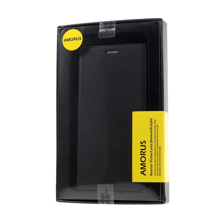 AMORUS Leather Phone Folio Stand Case for Sony Xperia XZ - Black-10