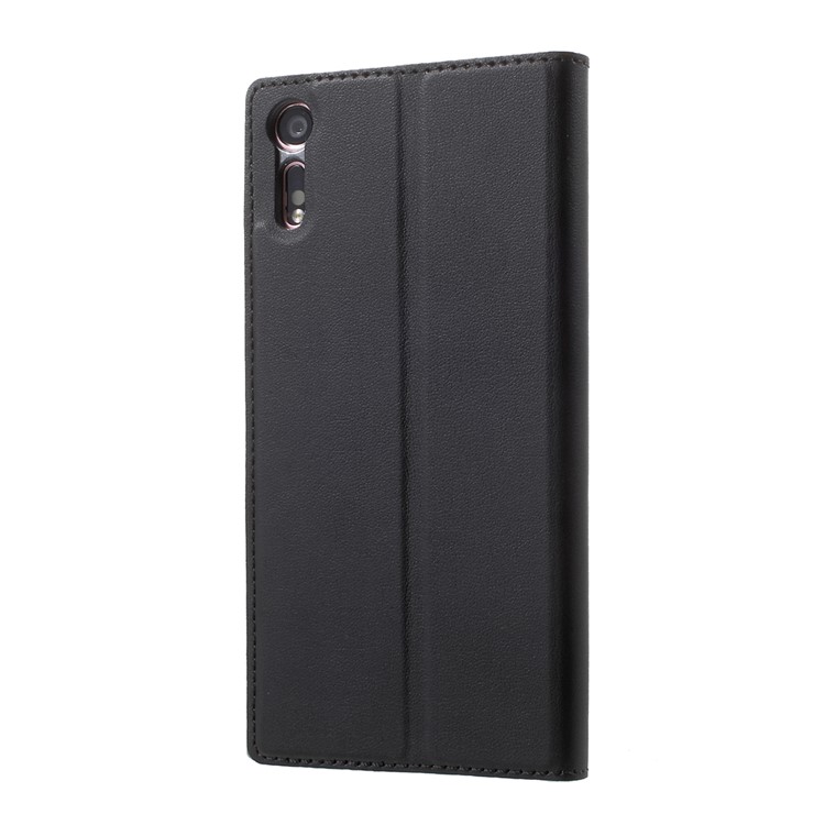 AMORUS Leather Phone Folio Stand Case for Sony Xperia XZ - Black-3