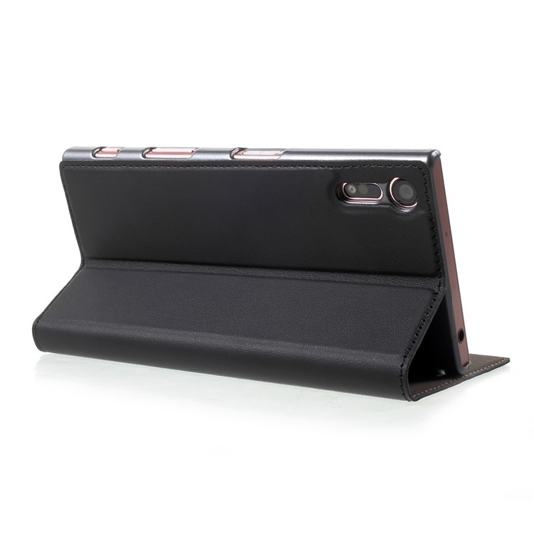 AMORUS Leather Phone Folio Stand Case for Sony Xperia XZ - Black-5