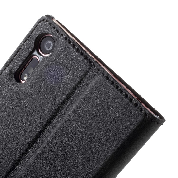 AMORUS Leather Phone Folio Stand Case for Sony Xperia XZ - Black-7