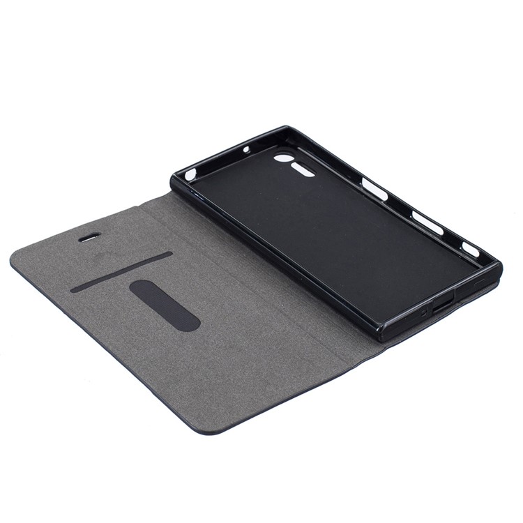 Two-color Linen Texture Leather Stand Case for Sony Xperia XZ - Dark Grey-3