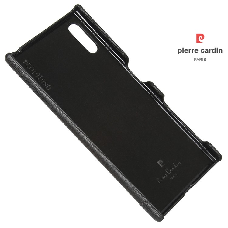 PIERRE CARDIN Stitched Genuine Leather Coated Plastic Case for Sony Xperia XZs / XZ - Black-3