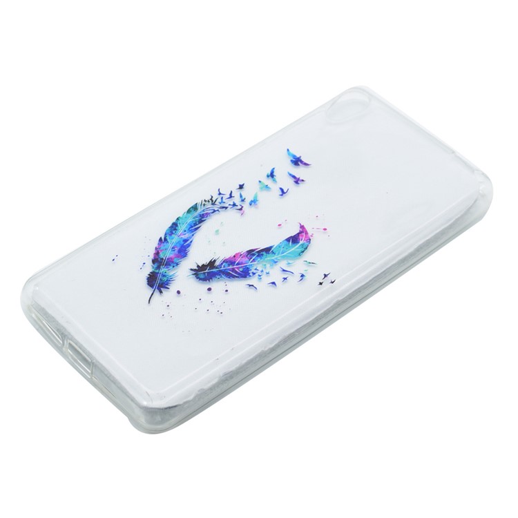 Pattern Printing TPU Back Case for Sony Xperia E5 - Feathers Pattern-2