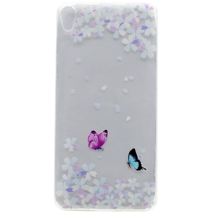 Pattern Printing TPU Case Shell for Sony Xperia E5 - Butterflies and Flowers-1