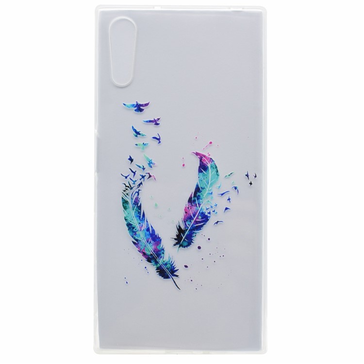 Pattern Printing TPU Shell Cover Case for Sony Xperia XZs / XZ - Feathers Pattern-1