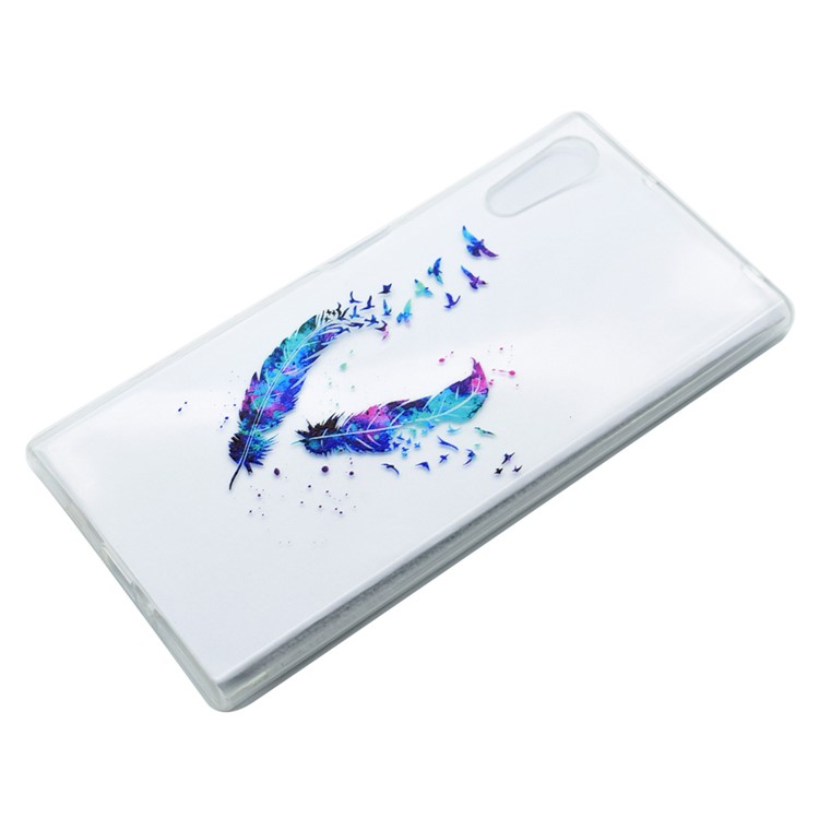 Pattern Printing TPU Shell Cover Case for Sony Xperia XZs / XZ - Feathers Pattern-2