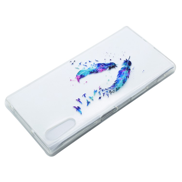 Pattern Printing TPU Shell Cover Case for Sony Xperia XZs / XZ - Feathers Pattern-3