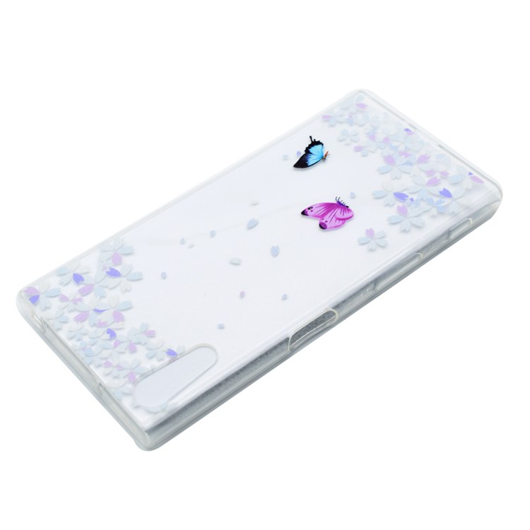 Pattern Printing TPU Case Accessory for Sony Xperia XZs / XZ - Butterflies and Flowers-3