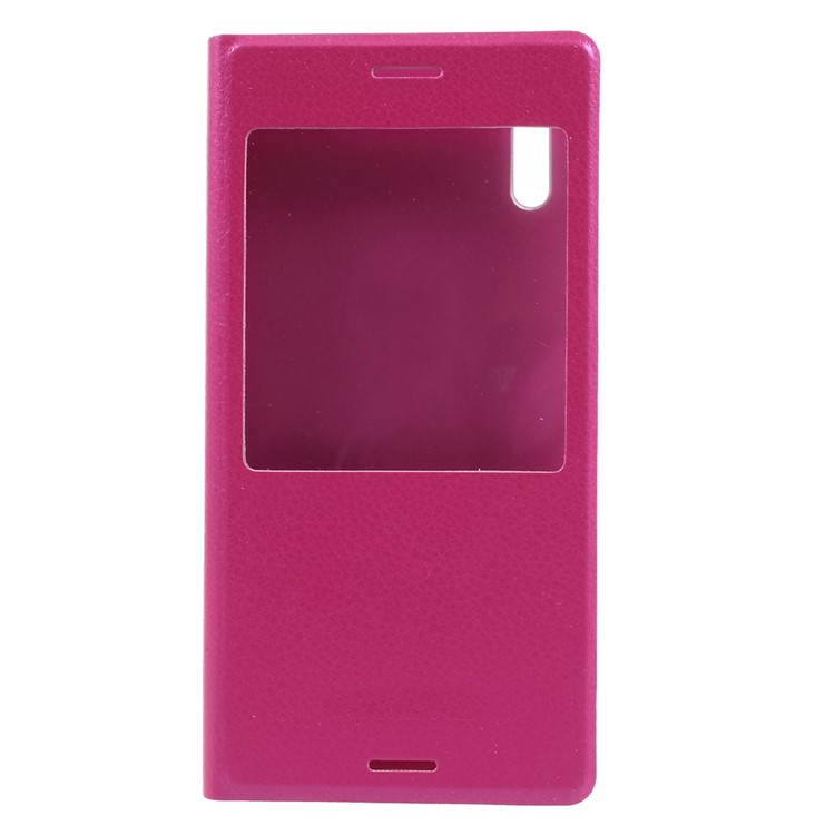 For Sony Xperia XZs / XZ View Window Litchi Leather Flip Case - Rose-3