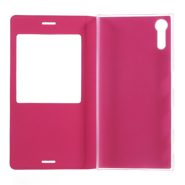 For Sony Xperia XZs / XZ View Window Litchi Leather Flip Case - Rose-5