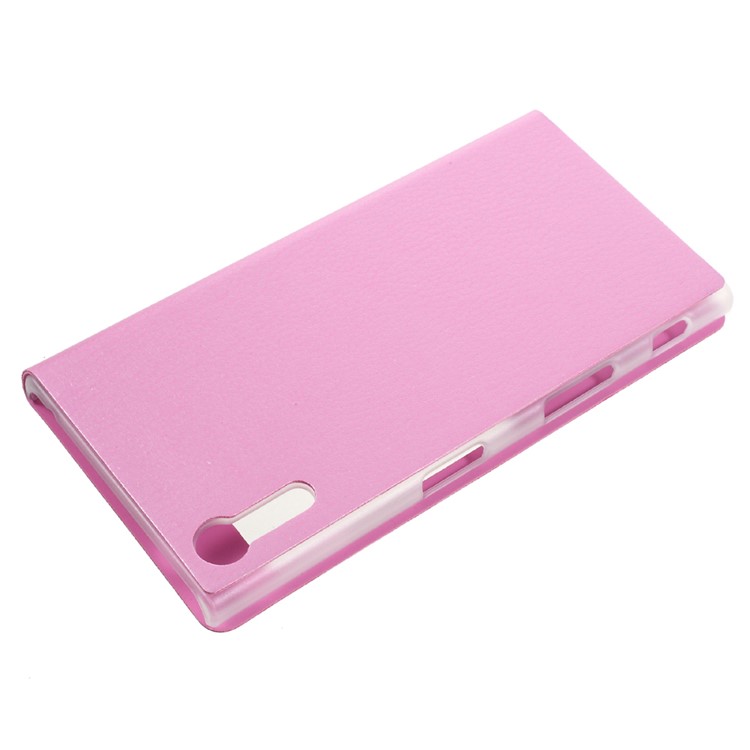 For Sony Xperia XZs / XZ View Window Litchi Leather Flip Cover - Pink-4