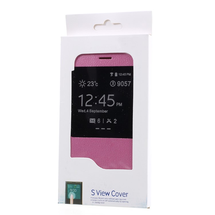 For Sony Xperia XZs / XZ View Window Litchi Leather Flip Cover - Pink-6
