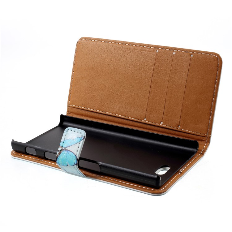 Printing Pattern Leder Geldbörse Handy Tasche für Sony Xperia X Compact - traurig Falter-4