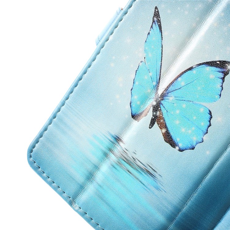 Printing Pattern Leder Geldbörse Handy Tasche für Sony Xperia X Compact - traurig Falter-6