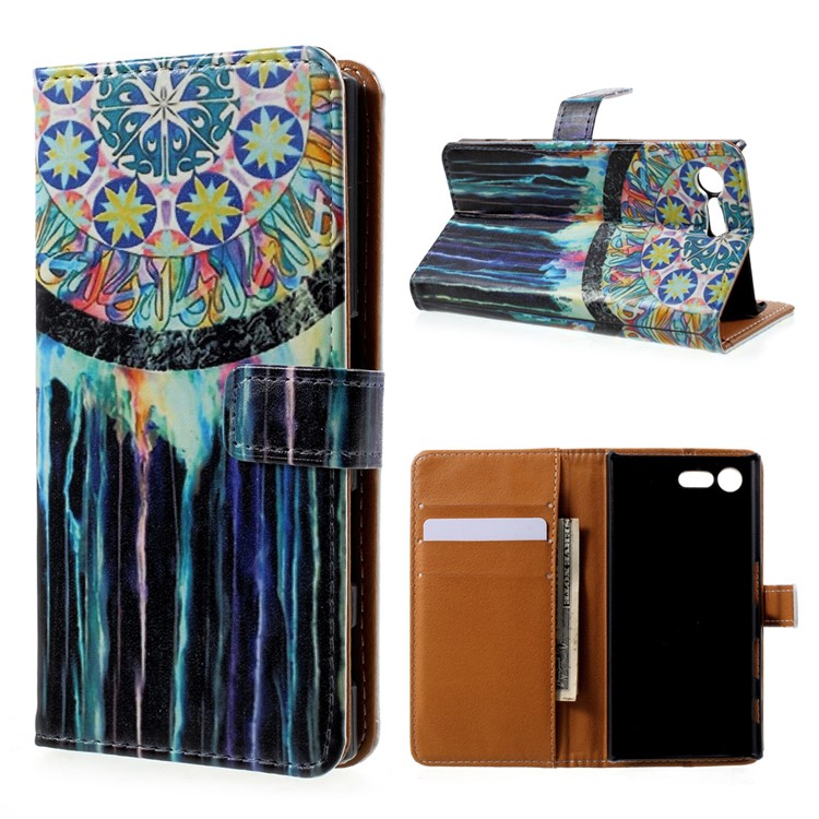 Printing Pattern Leather Stand Phone Case for Sony Xperia X Compact - Tribal Dreamcatcher-1