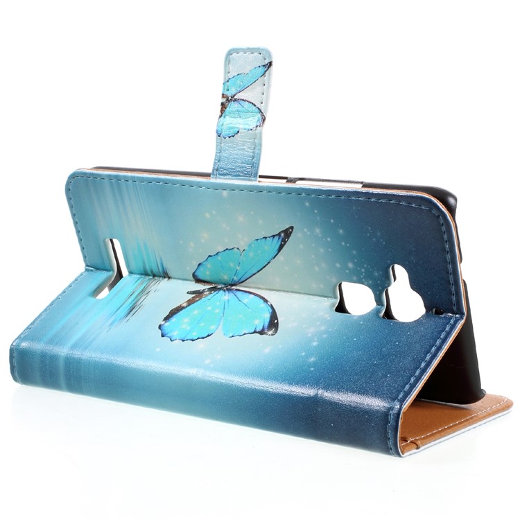 Leather Stand Case with Card Slots for Asus Zenfone 3 Max ZC520TL - Blue Butterfly-5