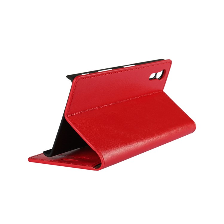 For Sony Xperia XZs / XZ Crazy Horse Genuine Leather Magnetic Case Wallet - Red-4