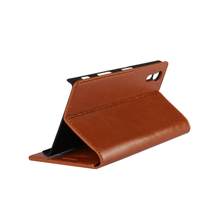 Crazy Horse Genuine Leather Mobile Casing Wallet for Sony Xperia XZs / XZ - Brown-4