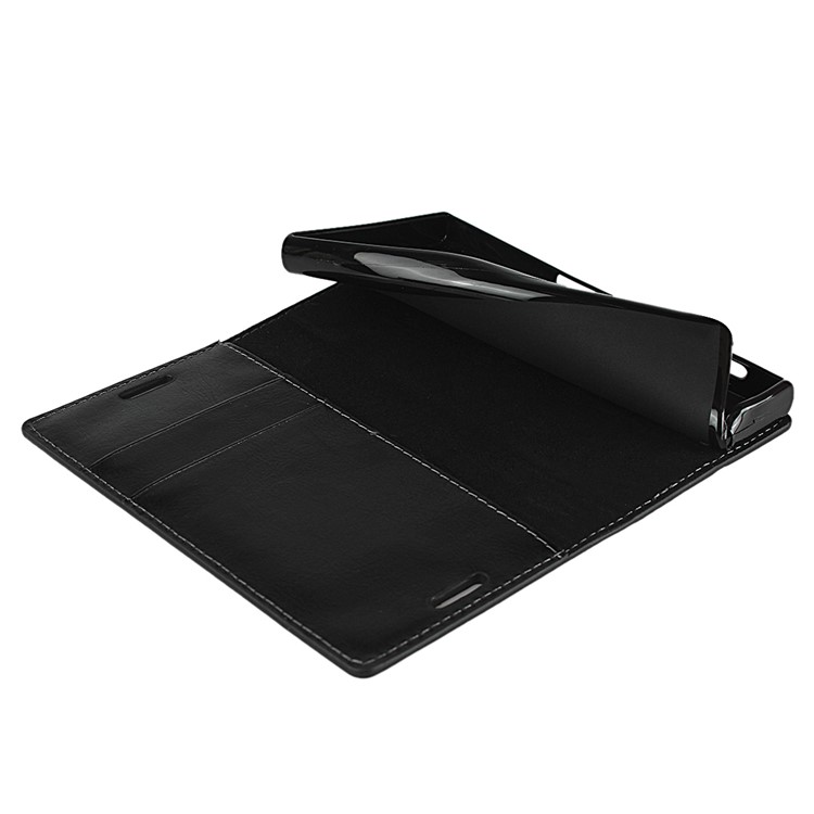 For Sony Xperia X Compact Crazy Horse Genuine Leather Wallet Case Shell - Black-6
