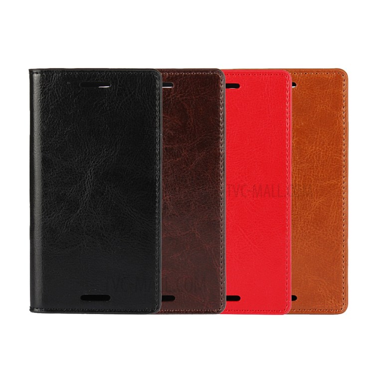 For Sony Xperia X Compact Crazy Horse Genuine Leather Wallet Case Shell - Black-8