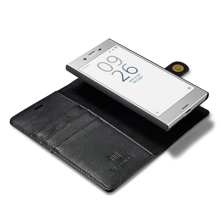 DG.MING 2 in 1 Split Leather Wallet + PC Case for Sony Xperia XZs / XZ - Black-10