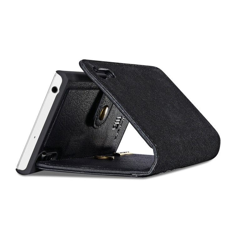 DG.MING 2 in 1 Split Leather Wallet + PC Case for Sony Xperia XZs / XZ - Black-15
