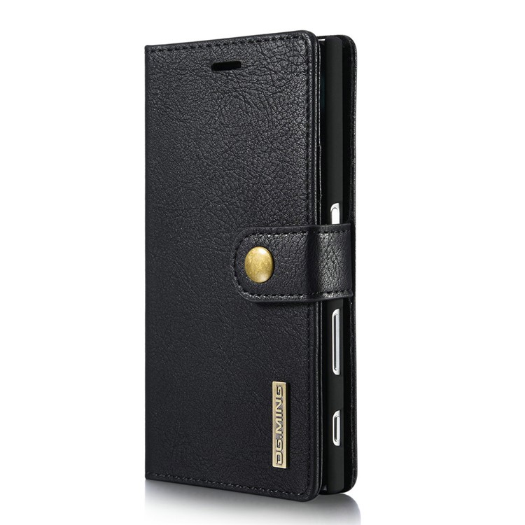 DG.MING 2 in 1 Split Leather Wallet + PC Case for Sony Xperia XZs / XZ - Black-2