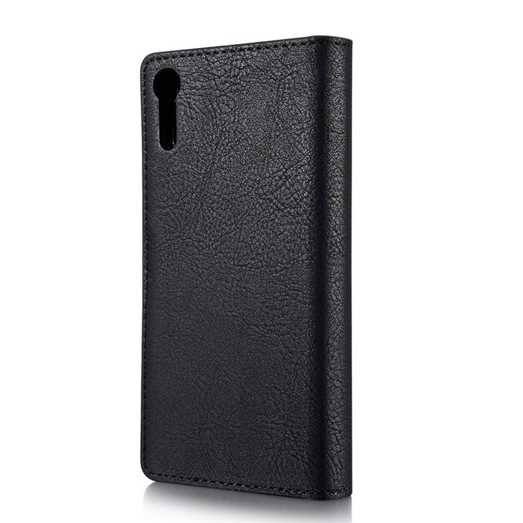 DG.MING 2 in 1 Split Leather Wallet + PC Case for Sony Xperia XZs / XZ - Black-3