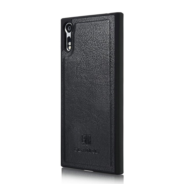 DG.MING 2 in 1 Split Leather Wallet + PC Case for Sony Xperia XZs / XZ - Black-4