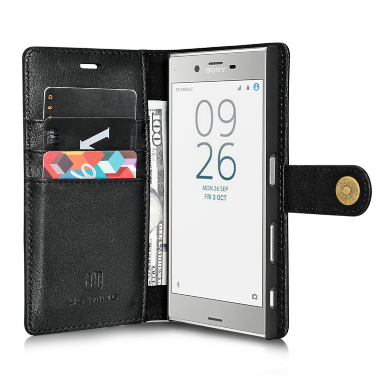 DG.MING 2 in 1 Split Leather Wallet + PC Case for Sony Xperia XZs / XZ - Black-5