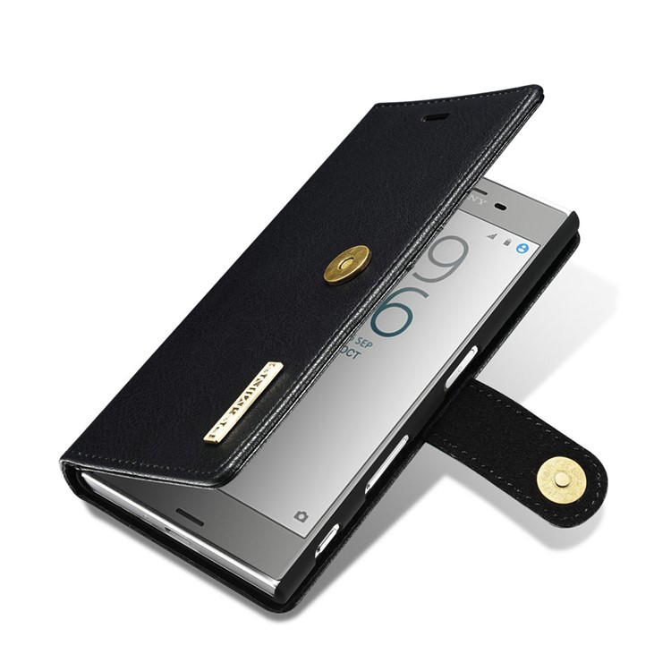 DG.MING 2 in 1 Split Leather Wallet + PC Case for Sony Xperia XZs / XZ - Black-9