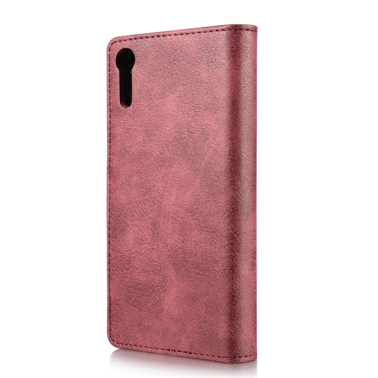 DG.MING 2 in 1 Split Leather Wallet + PC Cover for Sony Xperia XZs / XZ - Red-3