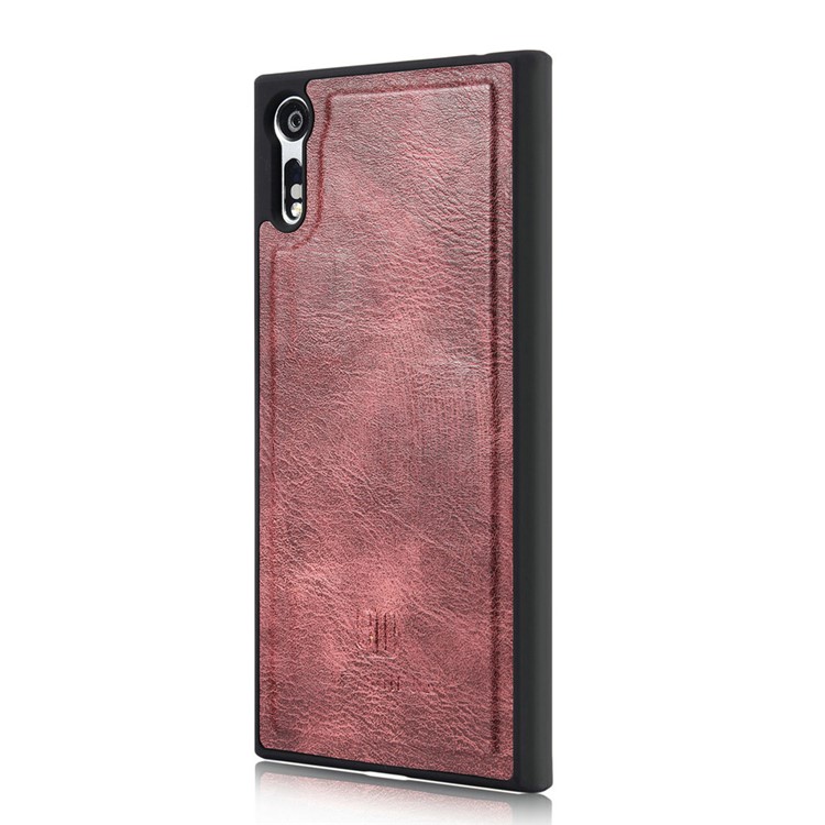 DG.MING 2 in 1 Split Leather Wallet + PC Cover for Sony Xperia XZs / XZ - Red-4