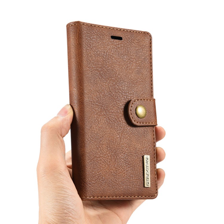 DG.MING 2 in 1 Split Leather Wallet + PC Shell for Sony Xperia XZs / XZ - Brown-13
