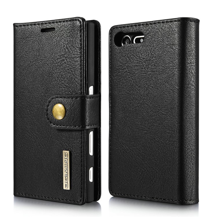 GD. MING 2 In 1 Portemonnaie Split Leder + Bewegliche PC-Tasche Für Sony Xperia X Kompakt - Schwarz-1